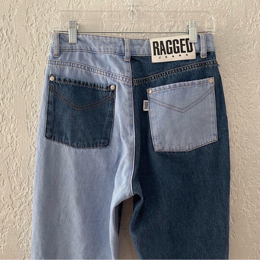 Ragged Priest Mom Jeans Pant High Equilibrium Patchwork Denim Tapered Indigo - Picture 10 of 14